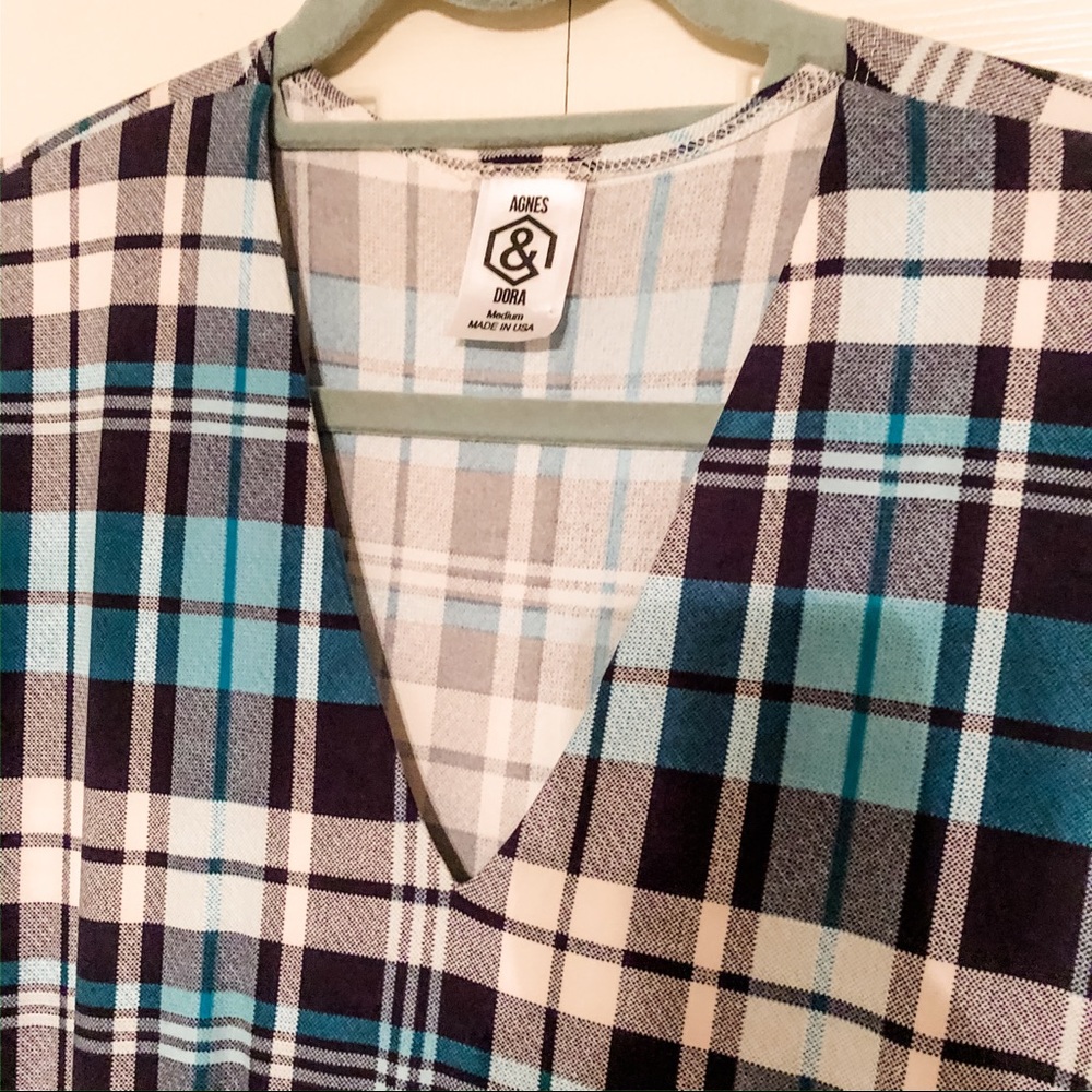 Agnes & Dora Navy/Green Plaid Maxi